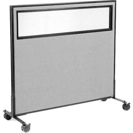 Interion By Global Industrial Interion Mobile Office Partition Panel with Partial Window, 48-1/4inW x 45inH, Gray 694982MGY